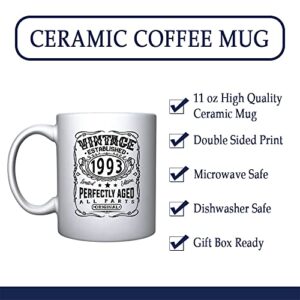 Vintage Established 1993 30 Perfectly Aged Ceramic Coffee Mug 30th Birthday For Him Her Dirty Thirty (White 1993)