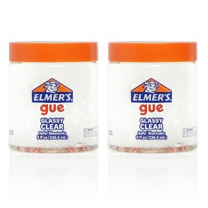 elmer's gue pre made slime, glassy clear slime, great for mixing in add-ins, 2 count