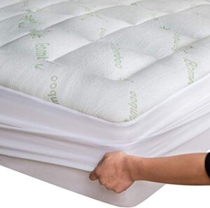bamboo mattress topper california king size 72x84 inches cooling breathable extra plush thick fitted 20inches pillow top mattress pad ultra soft