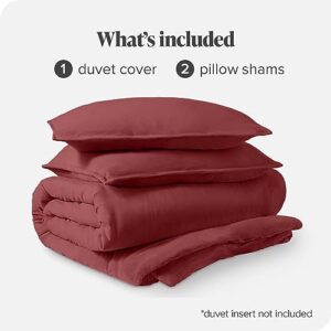 Bare Home Sandwashed Duvet Cover Full Size - Premium 1800 Collection Duvet Set - Cooling Duvet Cover - Super Soft Duvet Covers (Full, Sandwashed Rosewood)