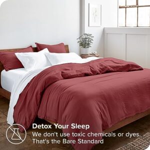 Bare Home Sandwashed Duvet Cover Full Size - Premium 1800 Collection Duvet Set - Cooling Duvet Cover - Super Soft Duvet Covers (Full, Sandwashed Rosewood)