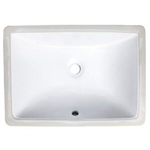 zeek undermount bathroom sink 16x11 small rectangle narrow vanity sink - white - fits 18 inch vanity - with overflow - 16 inch by 11 inch opening - vitreous china ceramic (zp-1611, 1)