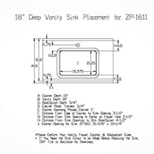 Zeek Undermount Bathroom Sink 16x11 Small Rectangle Narrow Vanity Sink - White - Fits 18 Inch Vanity - With Overflow - 16 Inch by 11 Inch Opening - Vitreous china ceramic (ZP-1611, 1)