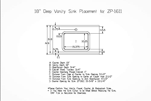 Zeek Undermount Bathroom Sink 16x11 Small Rectangle Narrow Vanity Sink - White - Fits 18 Inch Vanity - With Overflow - 16 Inch by 11 Inch Opening - Vitreous china ceramic (ZP-1611, 1)