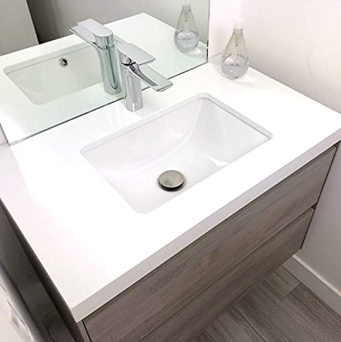 Zeek Undermount Bathroom Sink 16x11 Small Rectangle Narrow Vanity Sink - White - Fits 18 Inch Vanity - With Overflow - 16 Inch by 11 Inch Opening - Vitreous china ceramic (ZP-1611, 1)