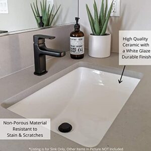 Zeek Undermount Bathroom Sink 16x11 Small Rectangle Narrow Vanity Sink - White - Fits 18 Inch Vanity - With Overflow - 16 Inch by 11 Inch Opening - Vitreous china ceramic (ZP-1611, 1)