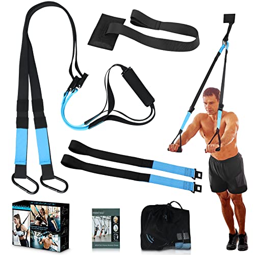 KEAFOLS Bodyweight Fitness Resistance Suspension Kit Extension Strap Door Anchors, Powerlifting Strength Workout Straps Full Body Complete Home Gym Body Core Exercise