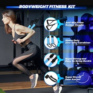 KEAFOLS Bodyweight Fitness Resistance Suspension Kit Extension Strap Door Anchors, Powerlifting Strength Workout Straps Full Body Complete Home Gym Body Core Exercise