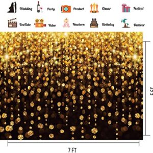 CHAIYA 7x5ft Gold Glitter Backdrop Curtain Black Gold Bokeh Photo Booth Background for Prom Graduation, Wedding, Bridal Shower, New Years Eve, Bachelorette Party Decorations 100