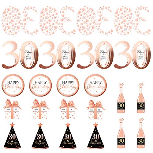 Konsait Rose Gold 30th Birthday Centerpiece Sticks-30th Birthday Table Toppers -Birthday Party Decorations Accessories- 30 Fabulous -Bday Party Cheers to Thirty Years Birthday Party Favor Supplies