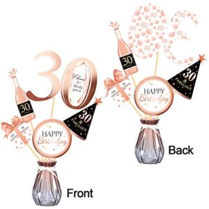 Konsait Rose Gold 30th Birthday Centerpiece Sticks-30th Birthday Table Toppers -Birthday Party Decorations Accessories- 30 Fabulous -Bday Party Cheers to Thirty Years Birthday Party Favor Supplies