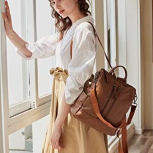 BROMEN Women Backpack Purse Leather Travel Backpack Fashion Shoulder Handbag Brown