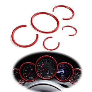 gtinthebox 5 pcs red interior dashboard edge trim cover ring for 2010-2016 porsche cayenne, 2008-2019 porsche 911, 2010-2016 porsche panamera