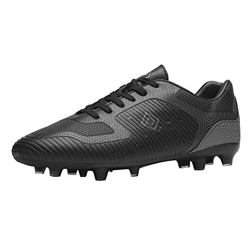 DREAM PAIRS Mens Firm Ground Soccer Cleats Soccer Shoes, Black/Grey - 9.5 (Superflight-2)