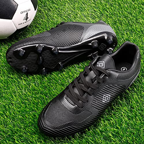 DREAM PAIRS Mens Firm Ground Soccer Cleats Soccer Shoes, Black/Grey - 9.5 (Superflight-2)