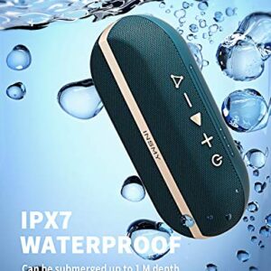 INSMY Portable Bluetooth Speakers, IPX7 Waterproof Floating 20W Wireless Speaker Loud Sound Rich Bass, Stereo Pairing Max 40W, 24 Hours Built-in Mic for Outdoors Camping Pool (Blue)