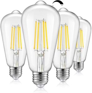 vintage led dimmable edison light bulbs 100w incandescent equivalent, 8w 1200lumens, e26 base led filament bulb, 5000k daylight white, st64/st21 antique clear glass for home, reading, bathroom, 4-pack