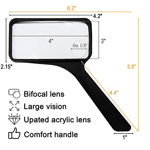 3X/5X Rectangular Large Magnifying Glass Higher Magnification Macular Degeneration Magnifier Acrylic Lens Good to Reading Small Texts on Bottle - MAGDEPO