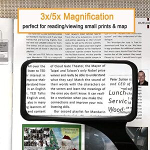 3X/5X Rectangular Large Magnifying Glass Higher Magnification Macular Degeneration Magnifier Acrylic Lens Good to Reading Small Texts on Bottle - MAGDEPO