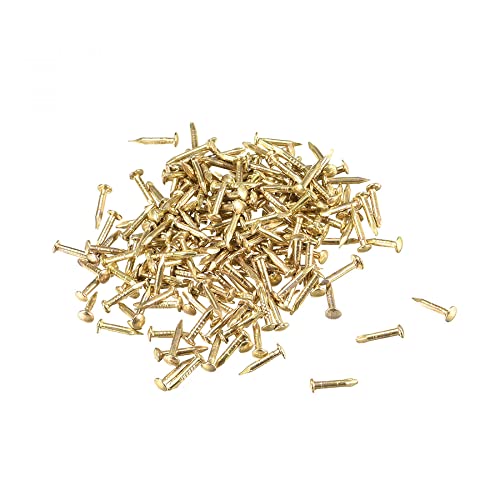 uxcell Small Tiny Nails 1.2x8mm(DXL) for Wooden DIY Decorative Pictures Boxes Household Accessories Brass Tone 200pcs