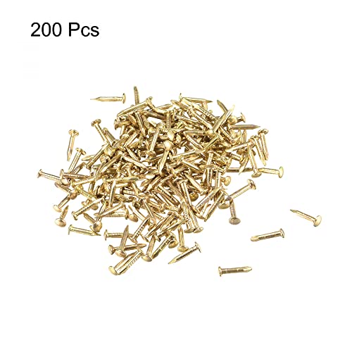 uxcell Small Tiny Nails 1.2x8mm(DXL) for Wooden DIY Decorative Pictures Boxes Household Accessories Brass Tone 200pcs