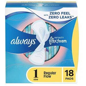 always pads size 1 infinity with flex foam 18 count (pack of 2)