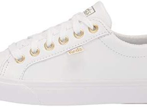 Keds womens Jump Kick Leather Sneaker, White/Gold, 6.5 US