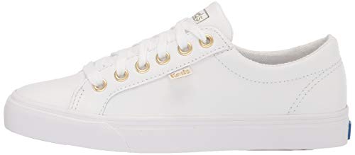 Keds womens Jump Kick Leather Sneaker, White/Gold, 6.5 US