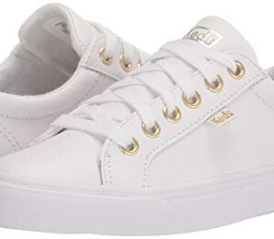 Keds womens Jump Kick Leather Sneaker, White/Gold, 6.5 US