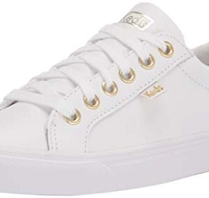 Keds womens Jump Kick Leather Sneaker, White/Gold, 6.5 US