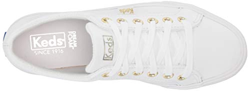 Keds womens Jump Kick Leather Sneaker, White/Gold, 6.5 US