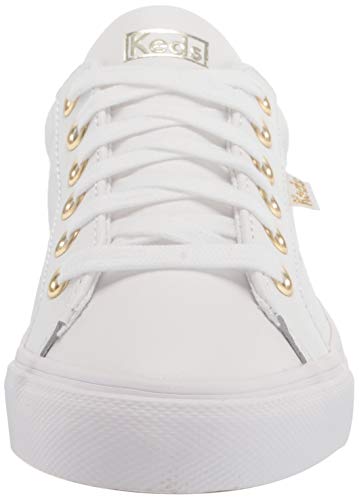 Keds womens Jump Kick Leather Sneaker, White/Gold, 6.5 US