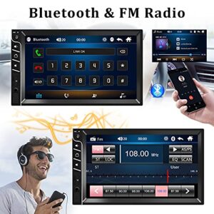 UNITOPSCI Double Din Car Stereo Receiver 7 Inch Touch Screen Bluetooth Hands-Free Car Radio with Backup Camera Remote Control Car MP5 Player FM AUX in USB TF Card Input Car Audio, Mirror Link