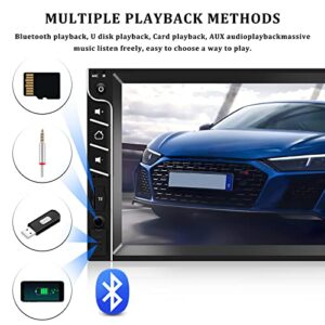 UNITOPSCI Double Din Car Stereo Receiver 7 Inch Touch Screen Bluetooth Hands-Free Car Radio with Backup Camera Remote Control Car MP5 Player FM AUX in USB TF Card Input Car Audio, Mirror Link