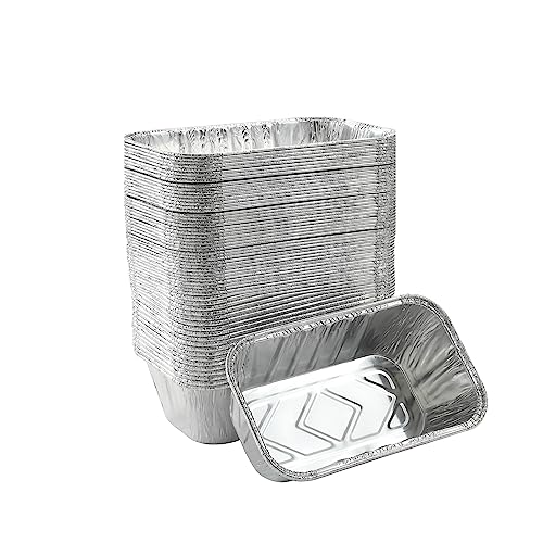 Waytiffer 50 Pack 1Lb mini Loaf Pans Heavy Duty Disposable Aluminum Foil Bread Tins Standard Size - 6" X 3.5" X 2.5" Oven Safe Sturdy Small Bread Tin Pans-1 Pound Loaf Pans