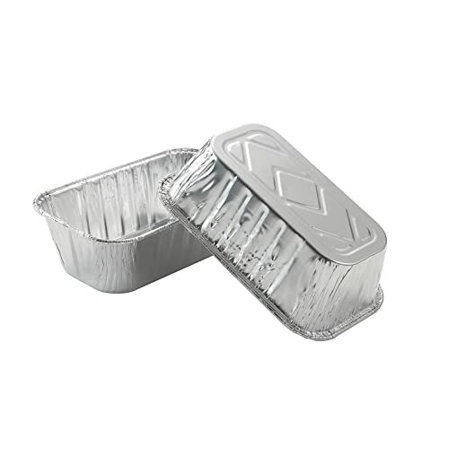 Waytiffer 50 Pack 1Lb mini Loaf Pans Heavy Duty Disposable Aluminum Foil Bread Tins Standard Size - 6" X 3.5" X 2.5" Oven Safe Sturdy Small Bread Tin Pans-1 Pound Loaf Pans