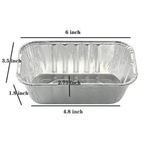 Waytiffer 50 Pack 1Lb mini Loaf Pans Heavy Duty Disposable Aluminum Foil Bread Tins Standard Size - 6" X 3.5" X 2.5" Oven Safe Sturdy Small Bread Tin Pans-1 Pound Loaf Pans