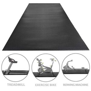 HomGarden High Density Gym Exercise Treadmill Floor Mat,8 x 3 FT Anti Vibration PVC Exercise Bike Equipment Mat,1/4" Thickness Sport Mat for Home Gym,Black