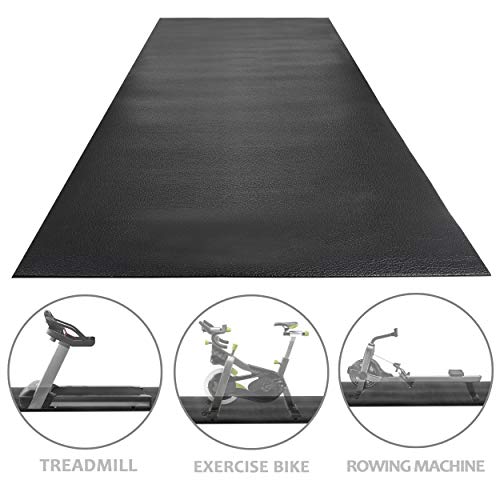 HomGarden High Density Gym Exercise Treadmill Floor Mat,8 x 3 FT Anti Vibration PVC Exercise Bike Equipment Mat,1/4" Thickness Sport Mat for Home Gym,Black