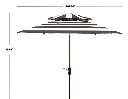 Safavieh PAT8204D Outdoor Iris Fashion Line Grey and White 9-Foot Double Top UV Protected Umbrella