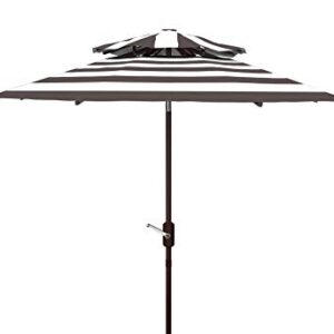 Safavieh PAT8204D Outdoor Iris Fashion Line Grey and White 9-Foot Double Top UV Protected Umbrella