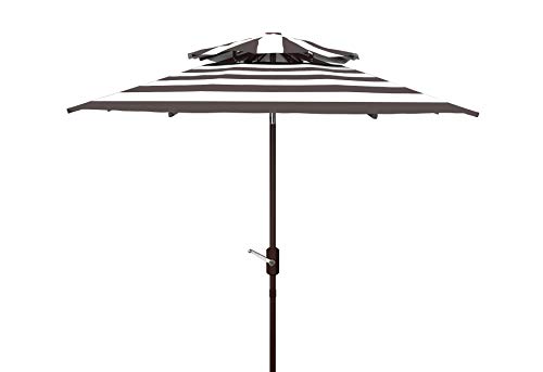 Safavieh PAT8204D Outdoor Iris Fashion Line Grey and White 9-Foot Double Top UV Protected Umbrella