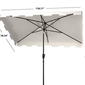 Safavieh PAT8300K Outdoor Zimmerman White 6'6" x 10' Rectangle Market UV Protected Umbrella