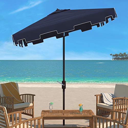 Safavieh PAT8400A Outdoor Zimmerman Navy and White 7'6" Square Market UV Protected Umbrella