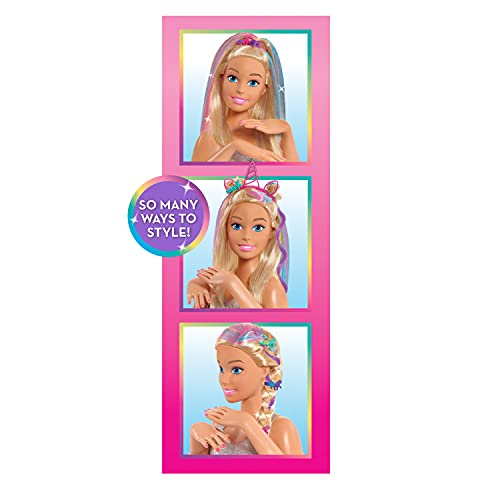 Barbie Deluxe 20-Piece Glitter and Go Styling Head, Blonde Hair and Unicorn Headband, Kids Toys for Ages 5 Up by Just Play
