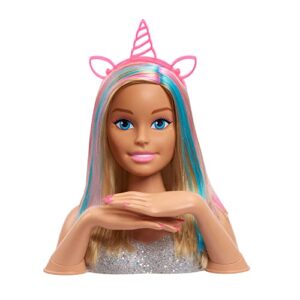 Barbie Deluxe 20-Piece Glitter and Go Styling Head, Blonde Hair and Unicorn Headband, Kids Toys for Ages 5 Up by Just Play