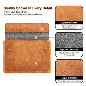 MoKo 13-13.3 Inch Laptop Sleeve Fits MacBook Pro 13" M2/M1, MacBook Pro 14", MacBook Air 13.3", iPad Pro 12.9", Surface Pro 9/8 13", Felt & PU Leather Case Bag with Pocket, Gray&Brown