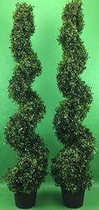 vopvzvko two artificial outdoor 4' spiral boxwood topiary uv rated! free returns!