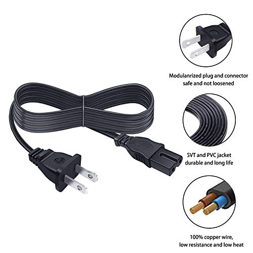 UL 8ft Power Cord for Brother SE600 SE625 SE400 PE770 PE800 Sewing Machine Power Cord 2 Prong AC Figure D Cable Replacement