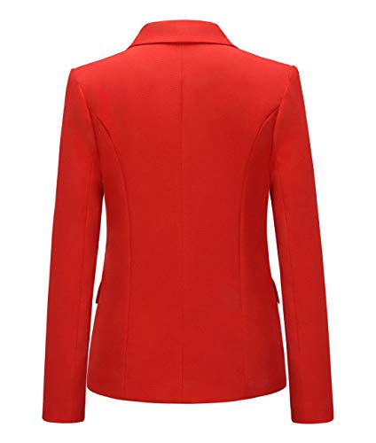 chouyatou Women's Vintage Double Breasted Slim Fit Dress Suit Blazer Jacket (Large, Red)